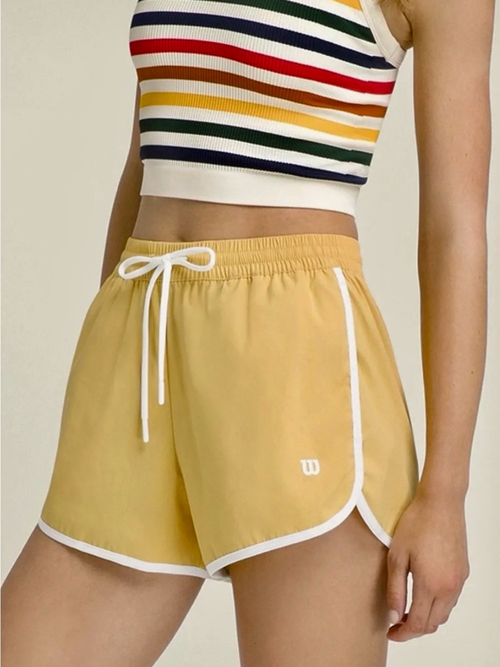 Wilson Women's Yellow Ellyn Drawstring Shorts with White Trim Size Small